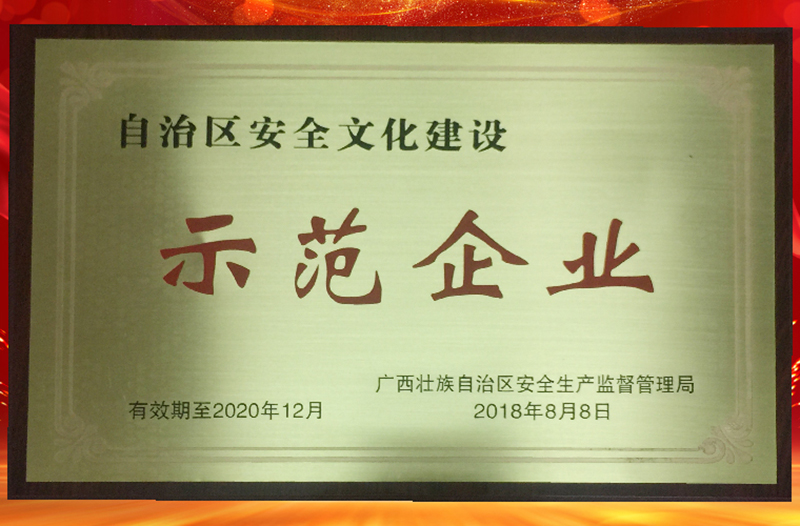 2018年榮獲自治區(qū)安全文化建設(shè)“示范企業(yè)”稱號(hào)